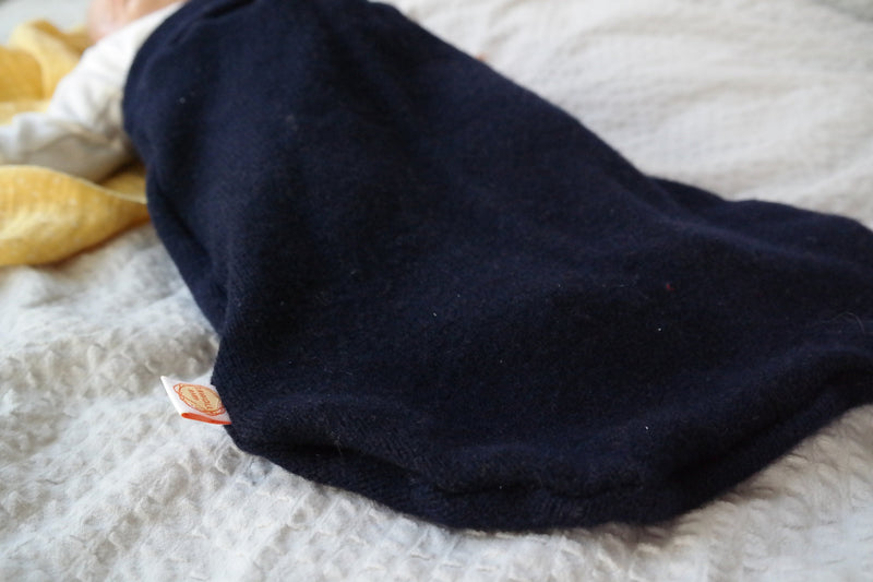 Warm Romper Sack for Babies 0-6 Months Made from Upcycled Cashmere in Night Blue