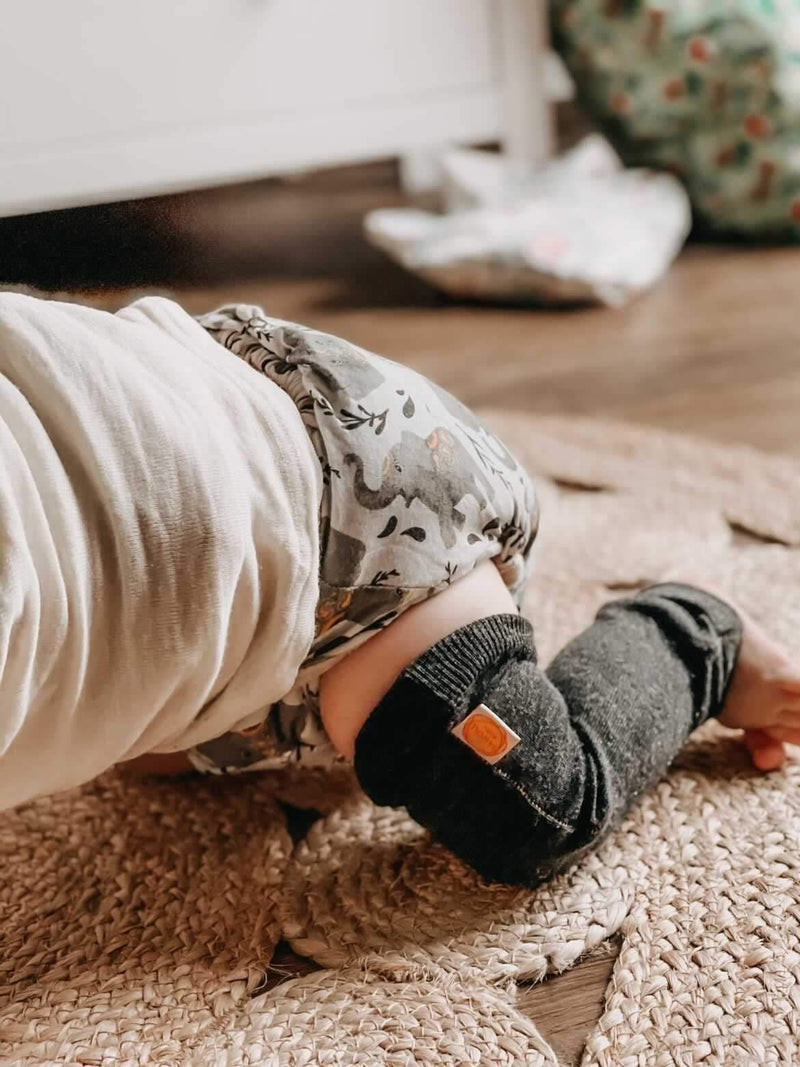 Leg warmers for toddlers 1-3 years made from upcycled cashmere and silk in rust brown