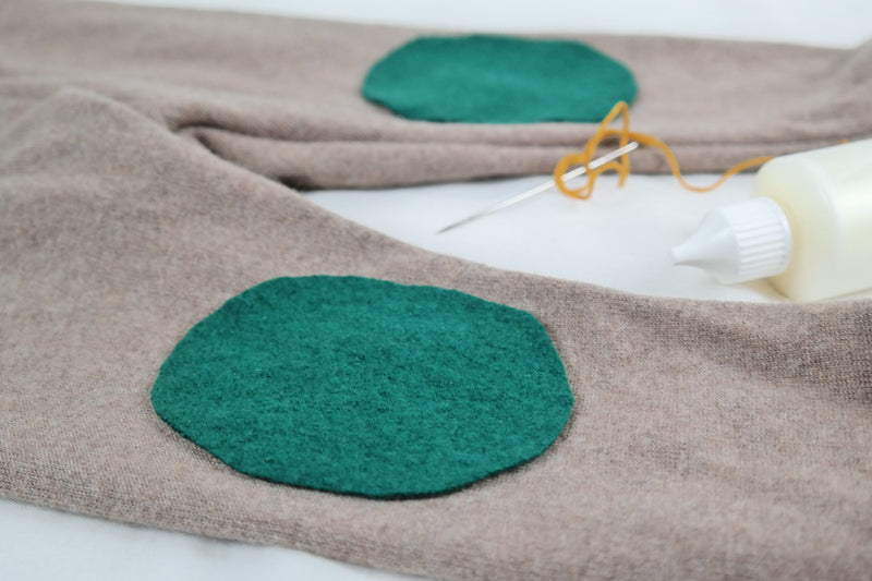 1 Paar Wollwalk Flicken Patches Upcycling-Wolle zum Wollkleidung reparieren in Dunkelgrün Oval-Form