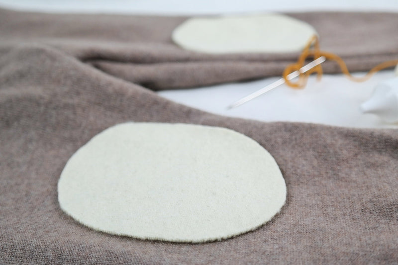 1 Paar Wollwalk Flicken Patches Upcycling-Wolle zum Wollkleidung reparieren in Cremeweiß Oval-Form