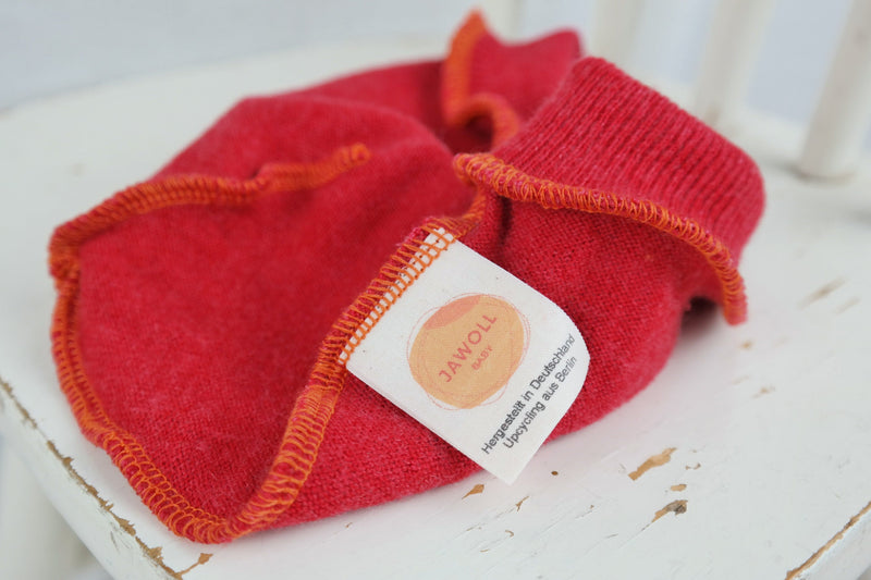 Set hat and loop made of upcycled wool &amp; cashmere for babies and toddlers KU 46-48 cm in red