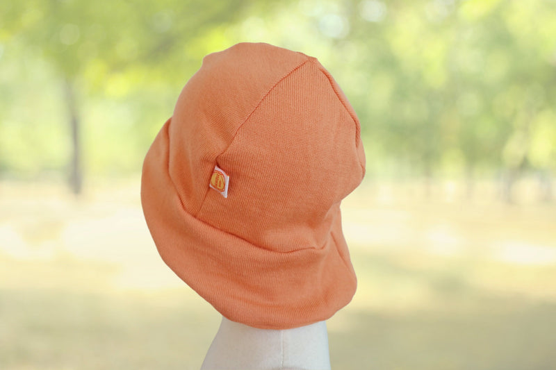 Sun hat summer hat toddler KU 50-54 with neck protection made of 100% upcycled merino wool in peach-orange