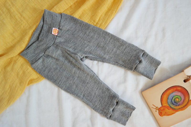 Growing pants for babies 62/68 made from upcycled wool in grey