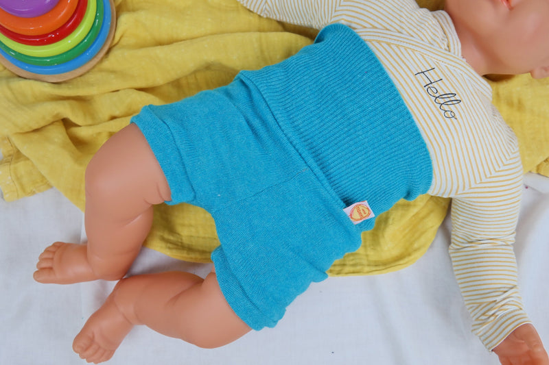 Shorts diaper cover for babies 50/56 made of 100% upcycled silk &amp; cashmere in turquoise