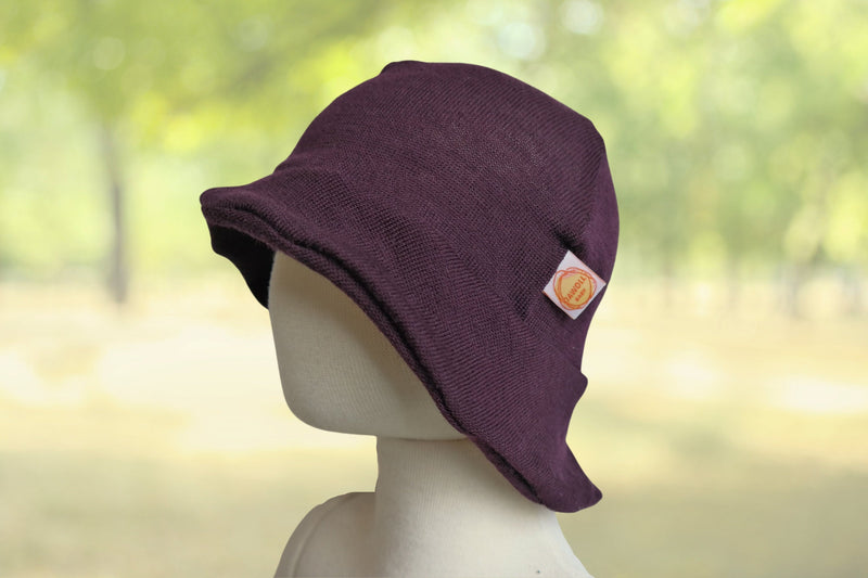 Sun hat summer hat baby KU 39-41 with neck protection made of 100% upcycled wool in plum