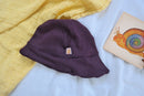 Sonnenhut Sommermütze Baby KU 39-41 mit Nackenschutz aus 100 % Upcycling Wolle in Pflaumenila - Jawoll Baby