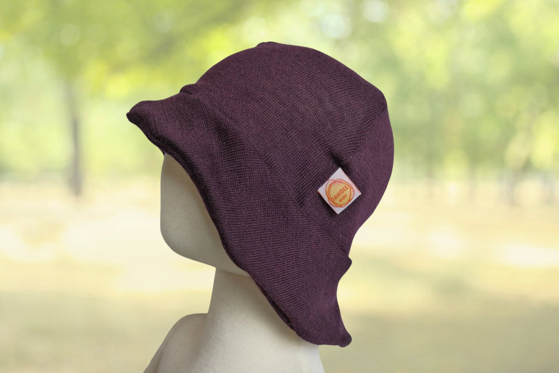 Sun hat summer hat baby KU 39-41 with neck protection made of 100% upcycled wool in plum