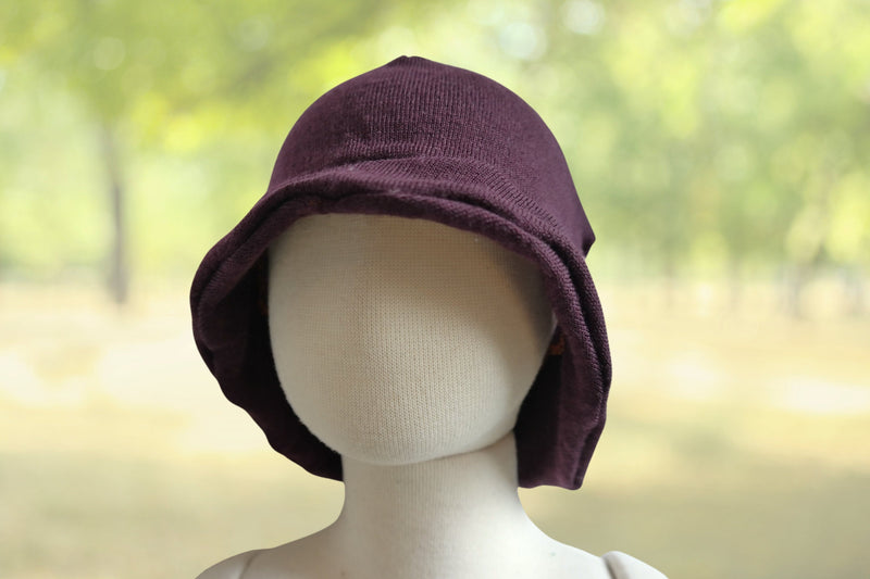 Sun hat summer hat baby KU 39-41 with neck protection made of 100% upcycled wool in plum