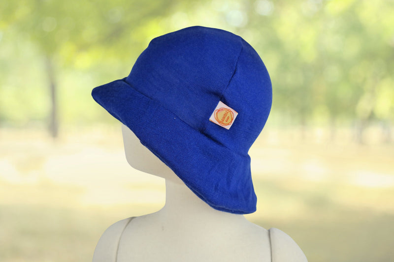 Sun hat summer hat KU 46-49 baby toddler with neck protection made of 100% upcycled wool in royal blue