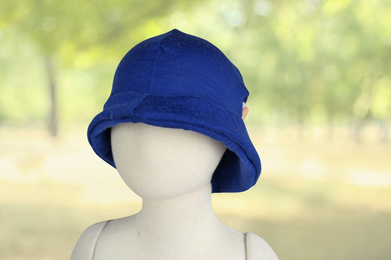 Sun hat summer hat KU 46-49 baby toddler with neck protection made of 100% upcycled wool in royal blue