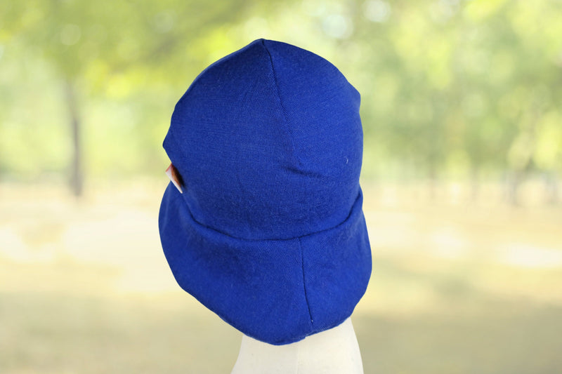 Sun hat summer hat KU 46-49 baby toddler with neck protection made of 100% upcycled wool in royal blue