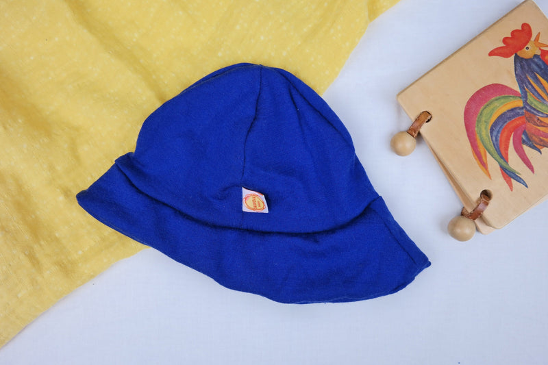 Sun hat summer hat KU 46-49 baby toddler with neck protection made of 100% upcycled wool in royal blue