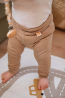Mitwachs-Hose 62/68 aus Upcycling Kaschmir in Pfirsich-Orange mit Mini-Makel - Jawoll Baby