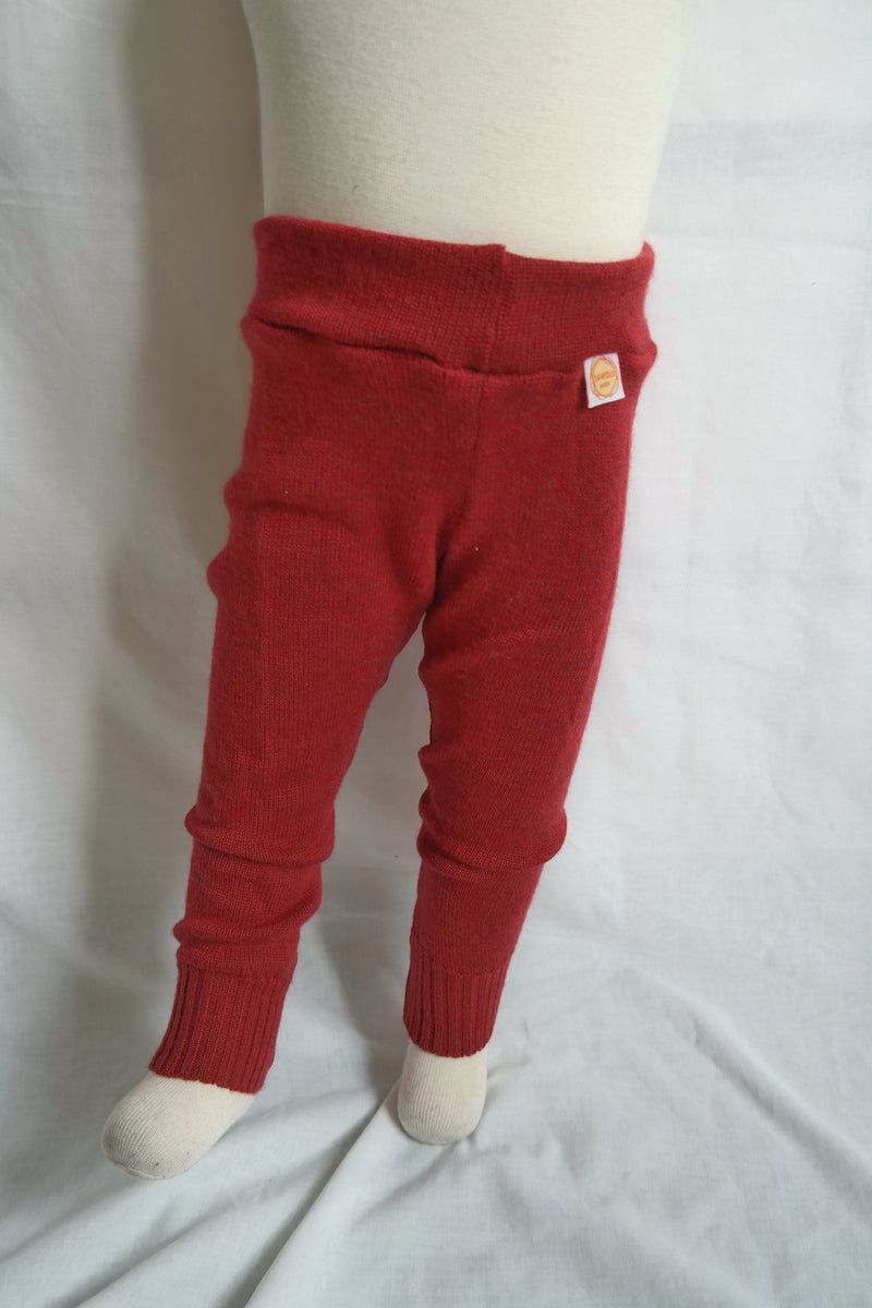 Leggings für Kleinkinder 86/92 aus 100% Upcycling Wolle in Rot