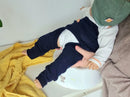 Cowboyhose Abhaltehose Chaps Windelfreikleidung für Babys 50/56 aus 100 % Upcycling-Wolle in Dunkelblau - Jawoll Baby