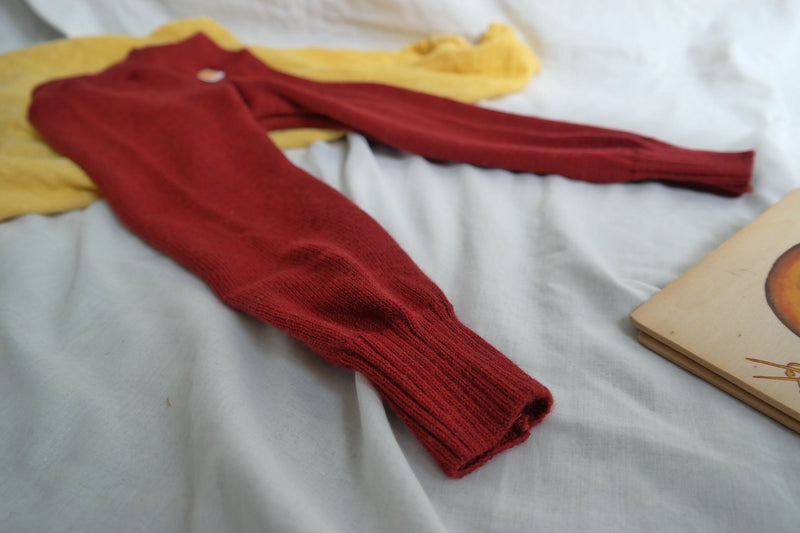 Leggings für Kleinkinder 86/92 aus 100% Upcycling Wolle in Rot