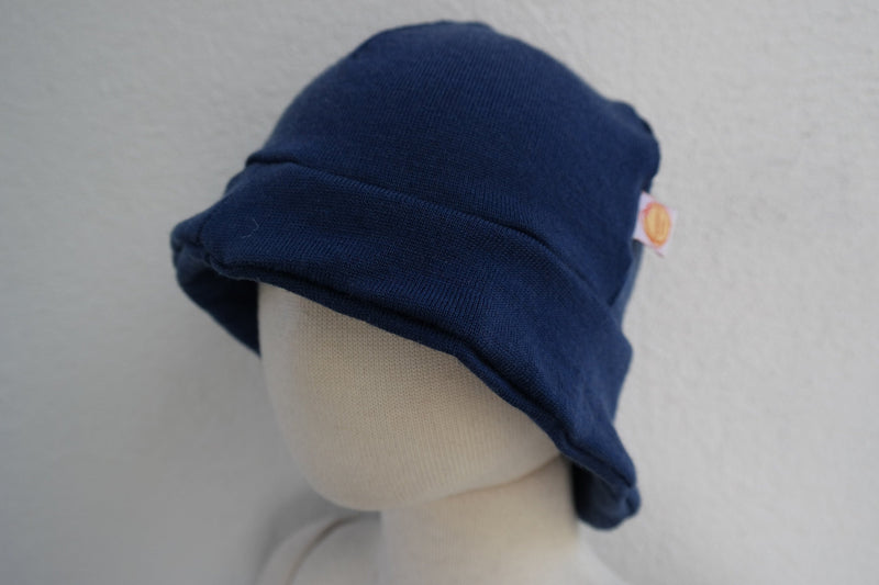 Sun hat summer hat baby toddler KU 46-49 with neck protection made of 100% upcycled wool in denim blue