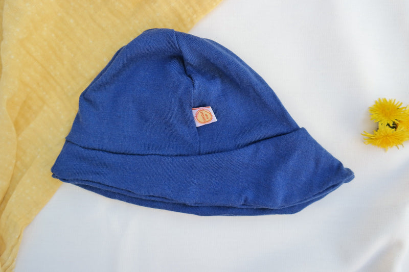 Sun hat summer hat baby toddler KU 46-49 with neck protection made of 100% upcycled wool in denim blue