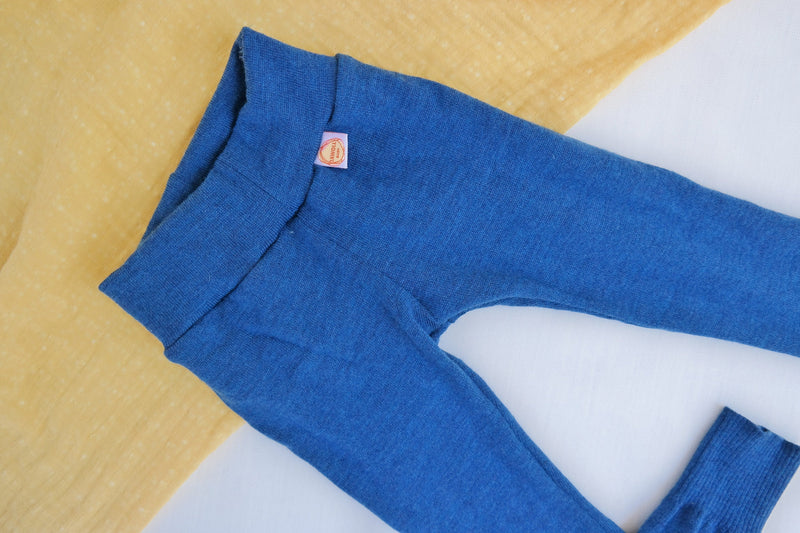 Leggings Kleinkinder 98/104 aus 100% Upcycling Merinowolle in Azurblau