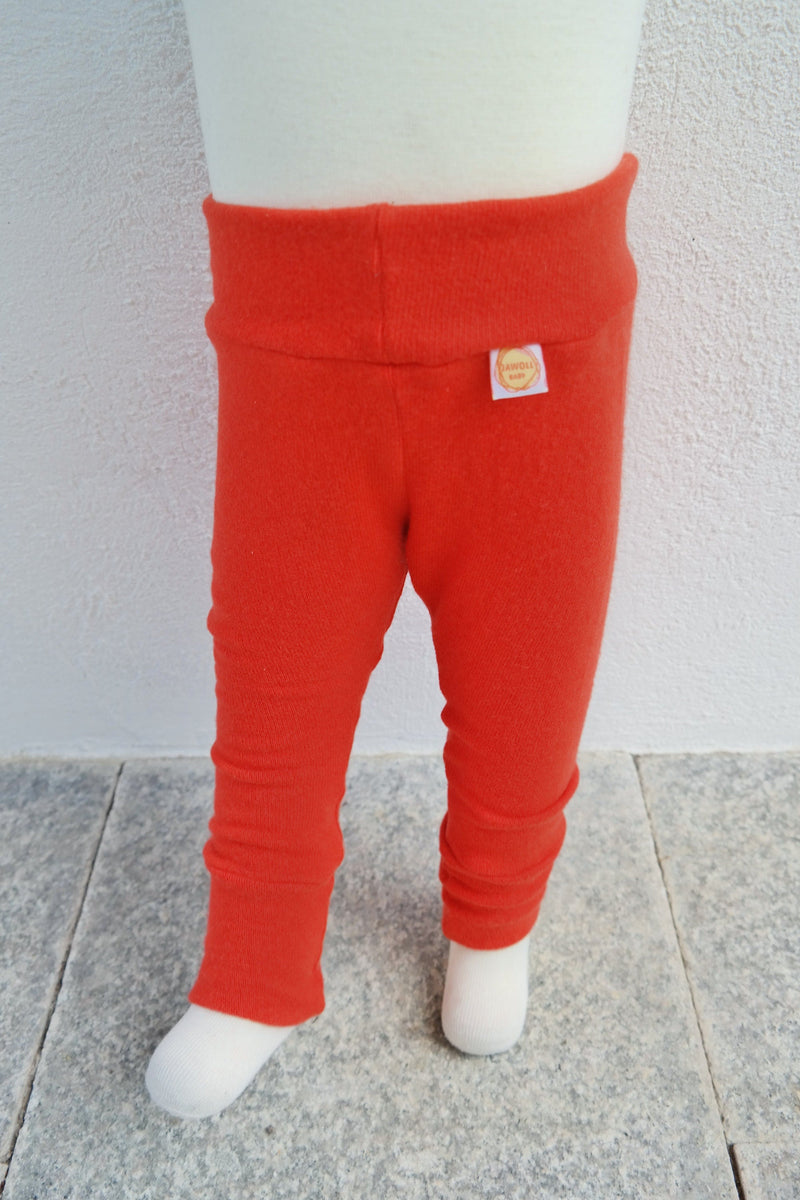 Mitwachs-Hose für Babys Kleinkinder 74/80 aus 100% Upcycling Kaschmir in Korallorange