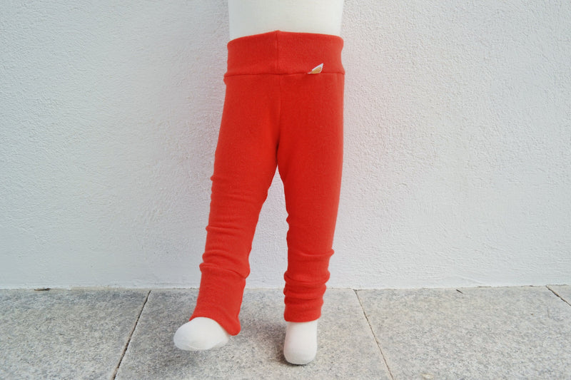 Mitwachs-Hose für Babys Kleinkinder 74/80 aus 100% Upcycling Kaschmir in Korallorange