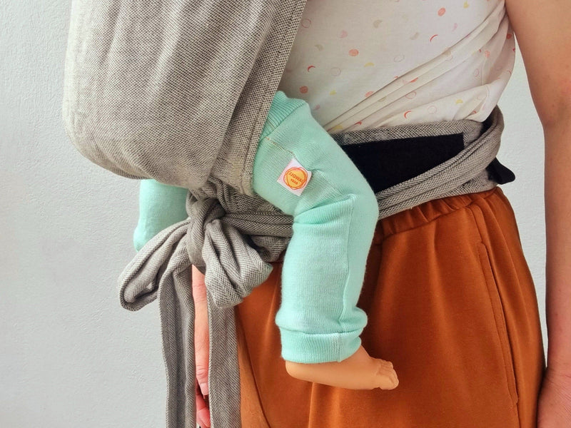 Tragestulpen Beinstulpen Baby 0-6 Monate aus Upcycling-Wolle Ockergelb natürlicher Sonnenschutz im Sommer für Babys und Kleinkinder