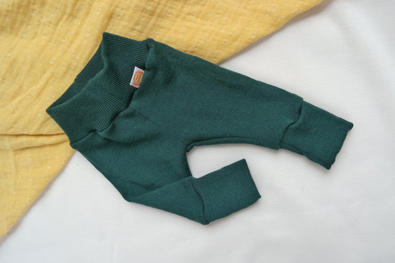 Growing pants for premature babies 40/44 made from upcycled wool in fir green