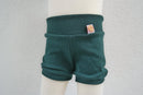 Kurze Hose Shorts für Babys 74/80 aus 100 % Upcycling Wolle in Tannengrün - Jawoll Baby