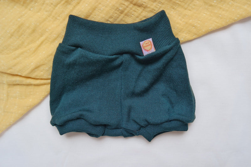 Shorts for babies 74/80 made of 100% upcycled wool in fir green