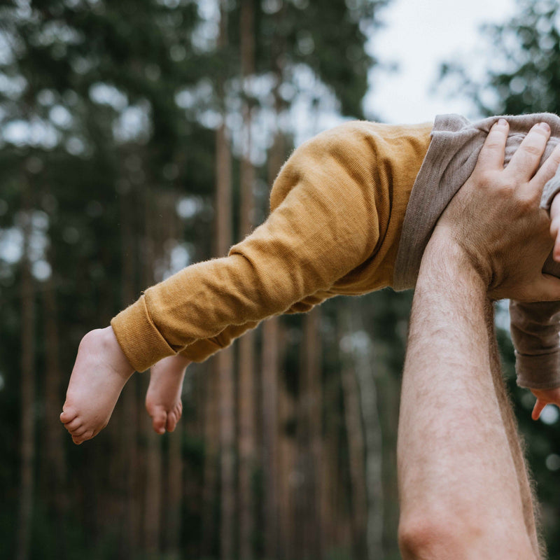 Mitwachs-Hose für Babys 74/80 aus Upcycling-Wolle in Naturweiß