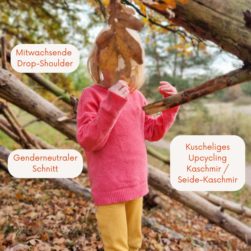 Pullover für Kleinkinder Kinder 110/116 aus 100% Upcycling Kaschmir in Rostrot