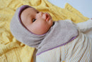 Wende-Schlupfmütze für Babys KU 38-42 Upcycling Kaschmir & Seide Flieder und Beige