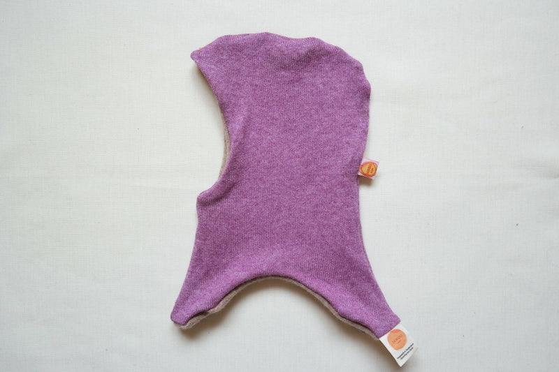 Reversible hat for babies KU 38-42 Upcycling cashmere &amp; silk lilac and beige