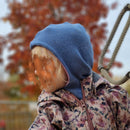 Wende-Schlupfmütze für Babys KU 43 - 48 aus Upcycling Seide & Kaschmir in Hellblau und Dunkelblau