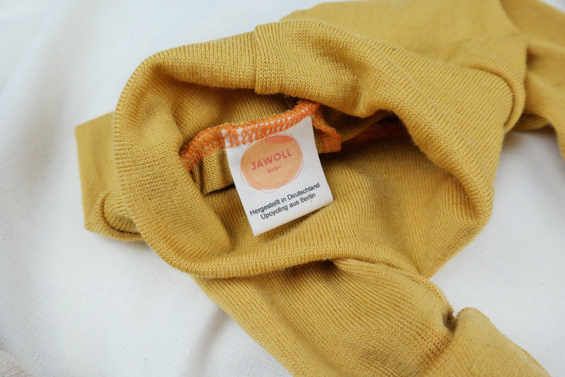 Wool clothing baby set of pants and hat for newborns 50/56 made of 100% upcycled wool in mustard yellow