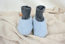 Warme Babyschuhe 3-6 / 6-12 M aus Upcycling Kaschmir & Wolle in Hellblau und Grau - Jawoll Baby