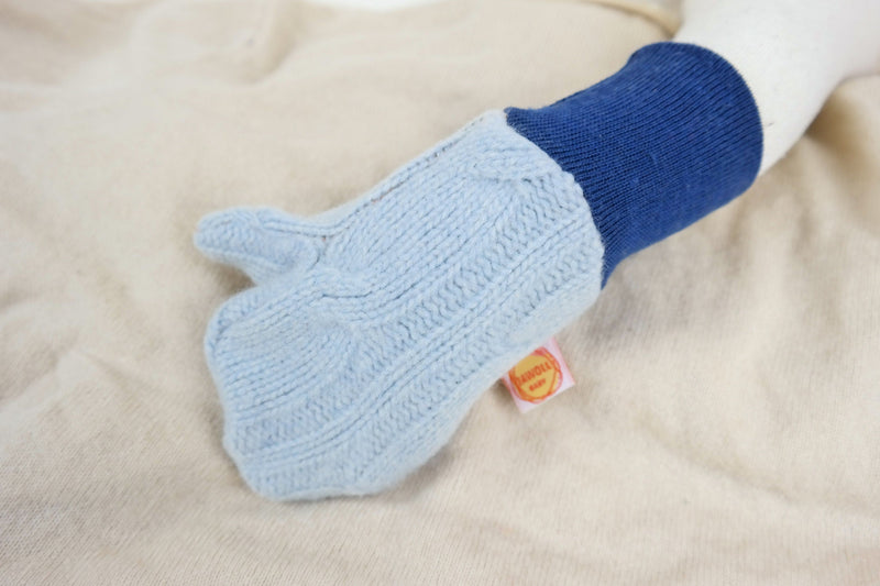 Handschuhe Fäustlinge für Kinder 3-5 J  aus Upcycling Kaschmir & Wolle in Hellblau und Blau