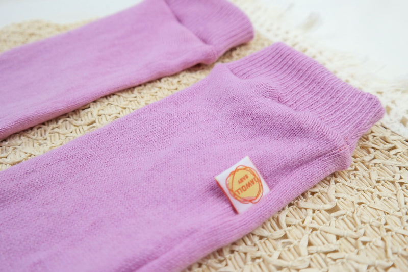 Leg warmers for toddlers made from upcycled silk &amp; cashmere in pink