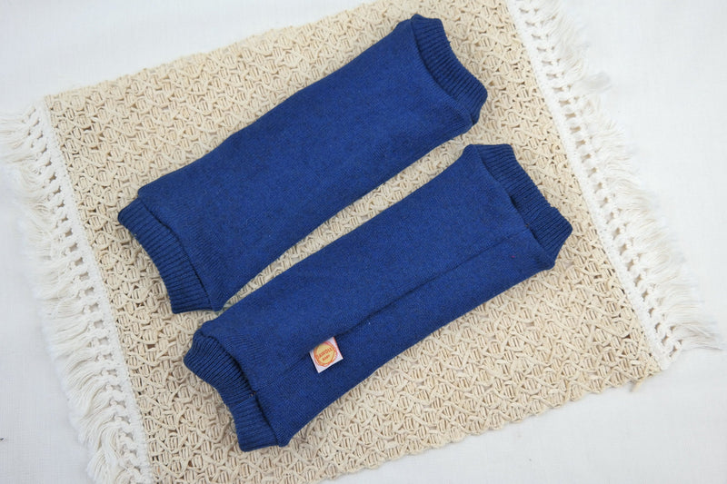 Toddler Leg Warmers Made from Upcycled Silk &amp; Cashmere in Blue