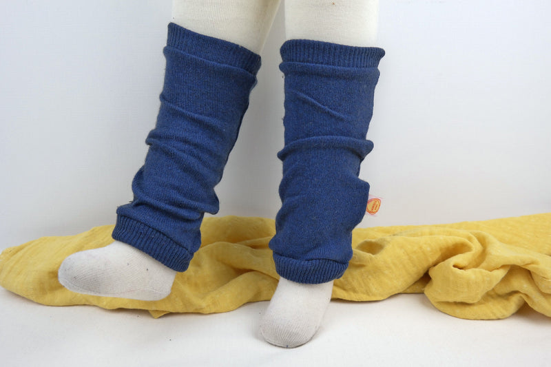 Toddler Leg Warmers Made from Upcycled Silk &amp; Cashmere in Blue