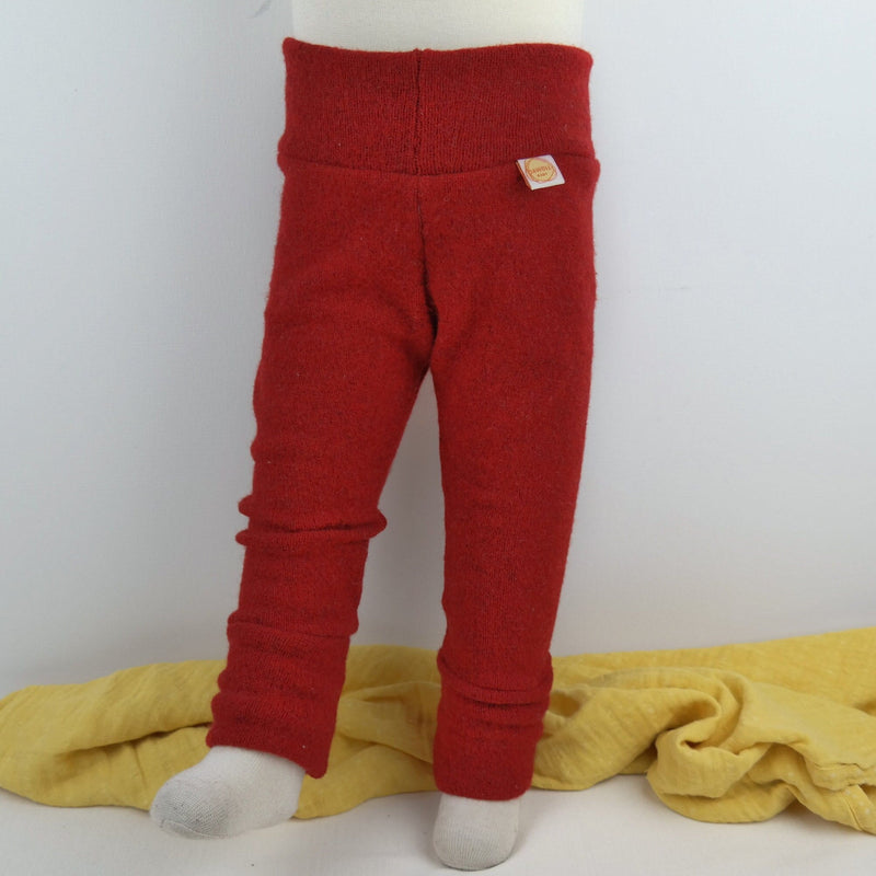 Mitwachs-Hose für Babys 74/80 aus Upcycling-Wolle in Rot meliert