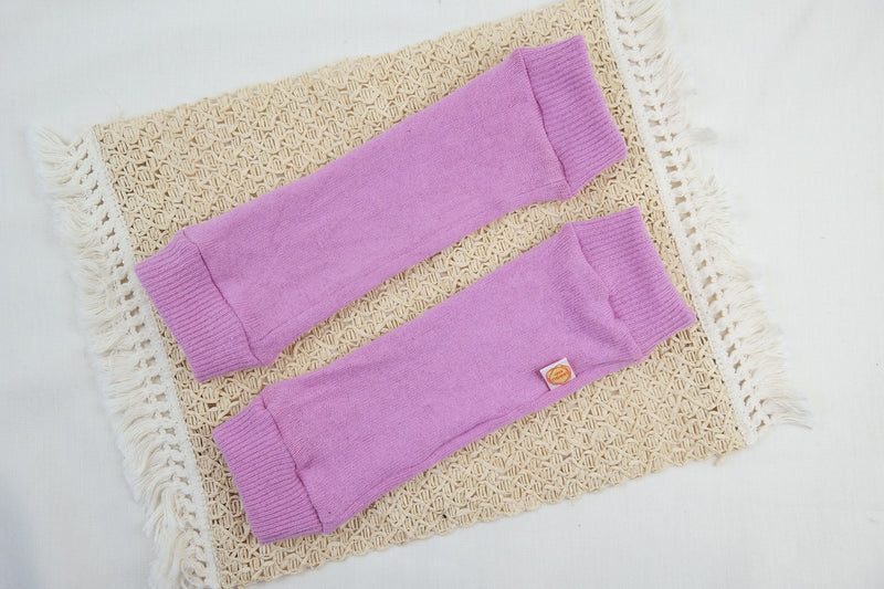 Leg warmers for toddlers made from upcycled silk &amp; cashmere in pink