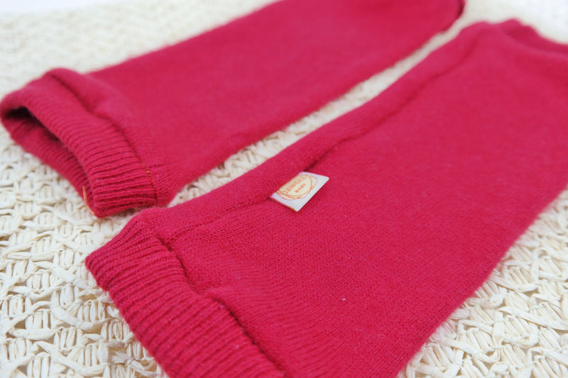 Leg warmers for toddlers made from upcycled silk &amp; cashmere in red