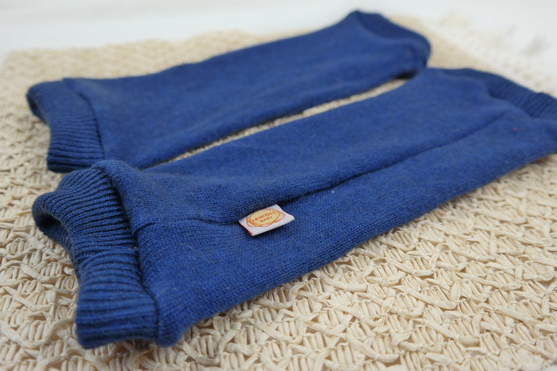 Toddler Leg Warmers Made from Upcycled Silk &amp; Cashmere in Blue