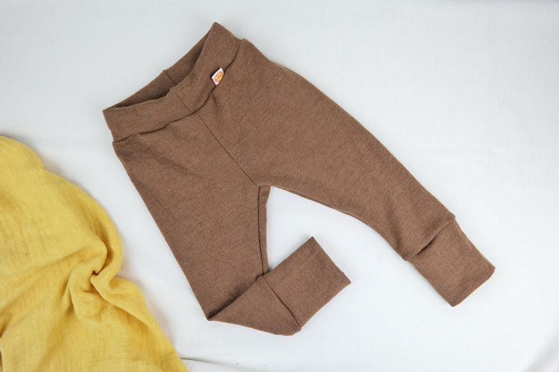 Upcycling wool felt outdoor trousers for toddlers size 98/104 in light brown