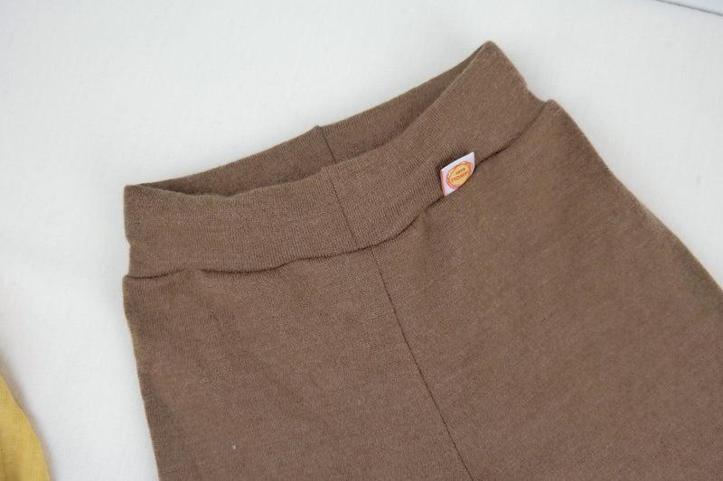 Upcycling wool felt outdoor trousers for toddlers size 98/104 in light brown