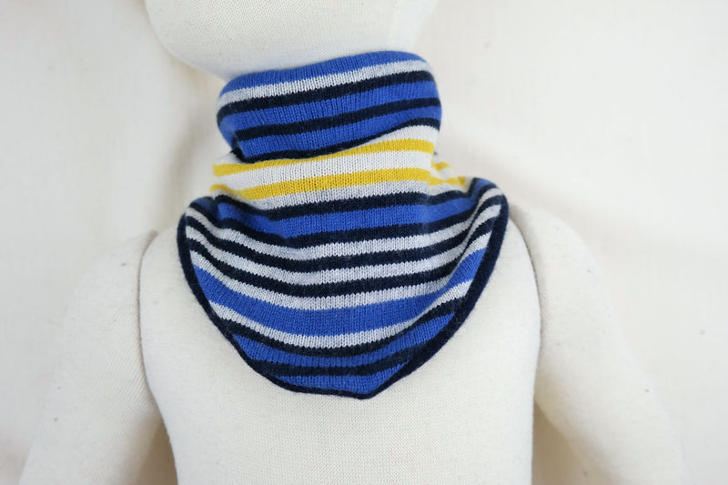 Tuch Schal mitwachsend und wendbar für Kinder aus Upcycling Kaschmir Seide in Gestreift und Dunkelblau
