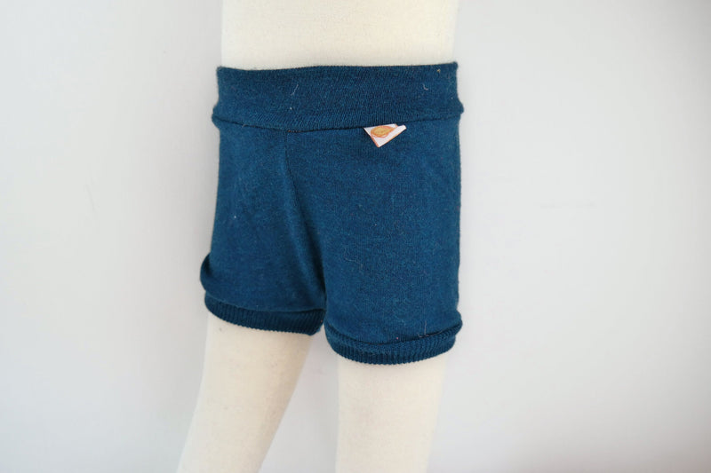 Shorts for babies 74/80 made from 100% upcycled merino wool in petrol blue turquoise