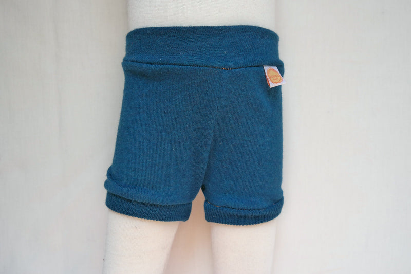 Shorts for babies 74/80 made from 100% upcycled merino wool in petrol blue turquoise