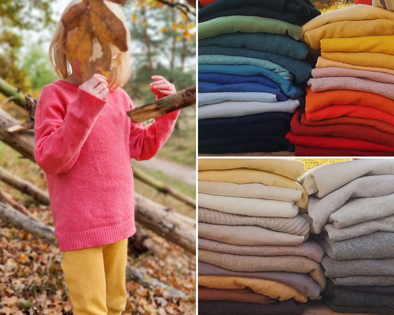 Unisex sweater for babies and children made from upcycled wool or cashmere in the color of your choice